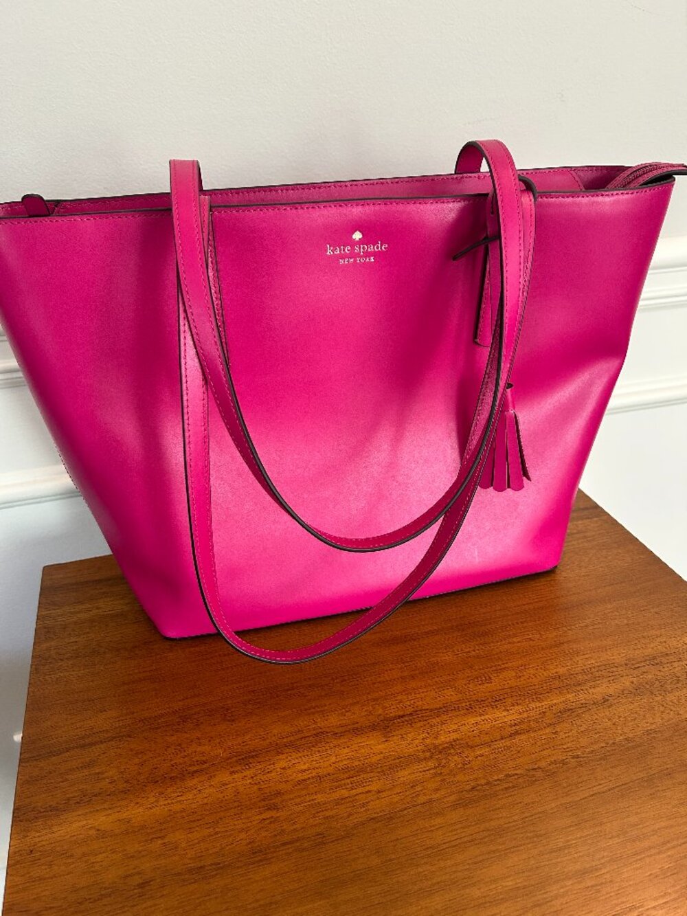 Kate Spade Emilia Large Tote NEVER USED deep magenta gold hardware topzip tassel
